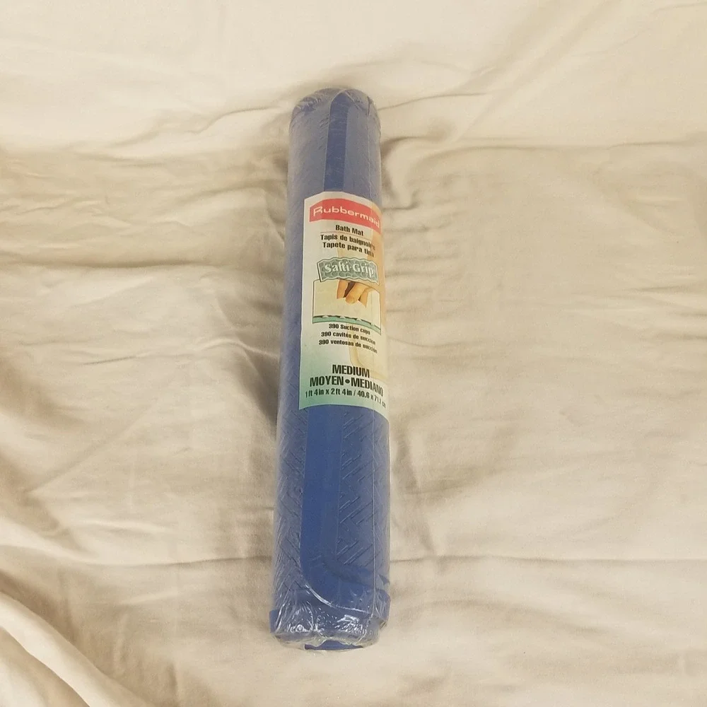 Rubbermaid Safti-Grip Bath Mat Unisex Medium Blue NEW Vintage 1998 Suction Cups